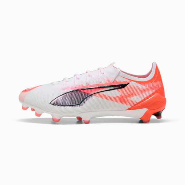 Chaussures de soccer à crampons pour terrain ferme ULTRA 5 ULTIMATE Homme, PUMA White-PUMA Black-Glowing Red, extralarge